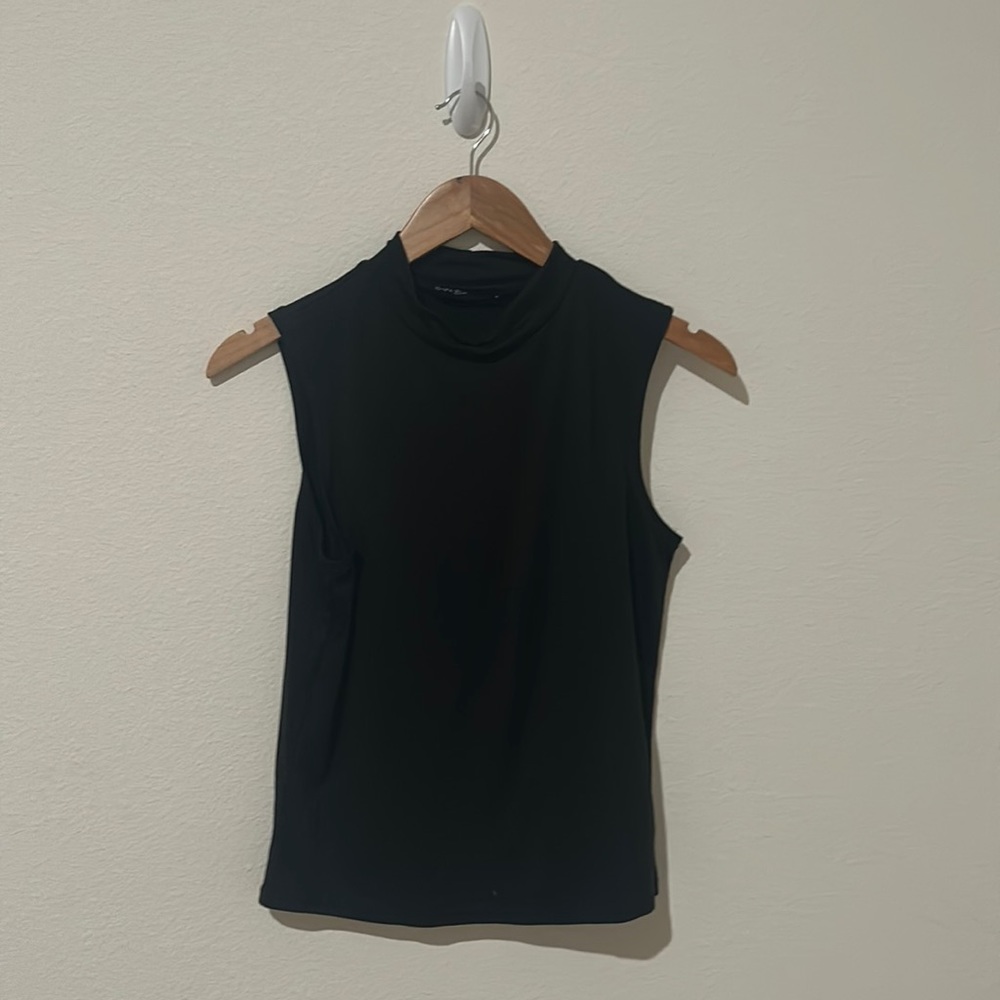 Black sleeveless, soft, cotton work shirt